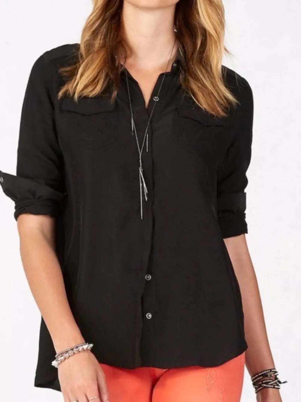 True Religion NWT 100% Silk Georgia Relaxed Shirt Luxe Boho Women Size M